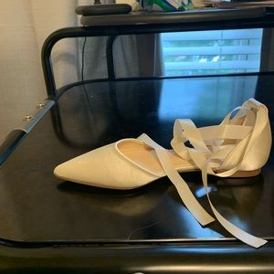 Off white lace up flats